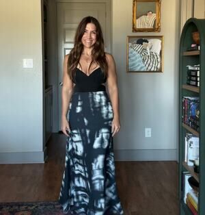 BCBGMAXAZRIA Runway Black Cutout Abstract Maxi Dress 06